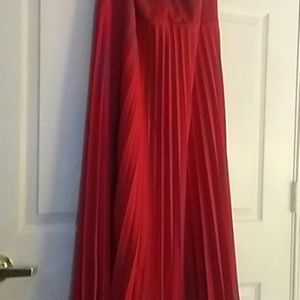 Red pleated skirt